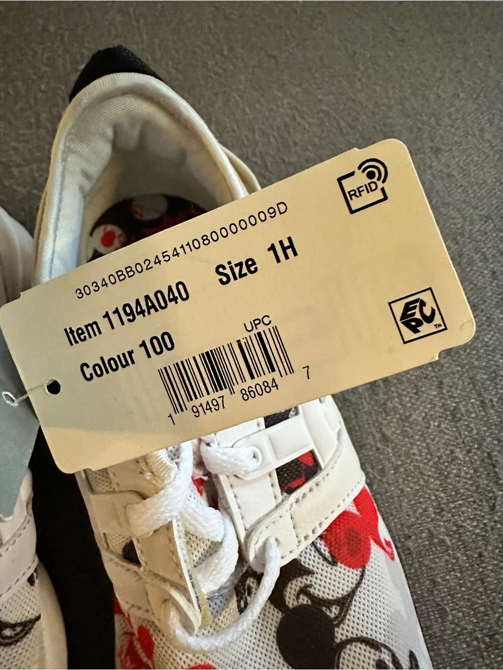 Asics Kids Sneakers in White with Red and Black Mickey Print